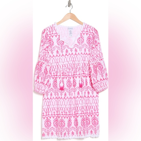 Tommy Bahama Ikat Tropics Dress Cover Up-Passion Pink - M - excellent condition - Picture 4 of 14